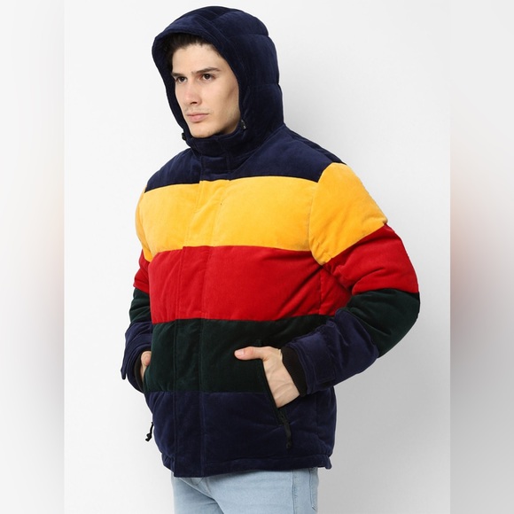 American Eagle Multi-colored Colourblock Corduroy Puffer - Picture 3 of 6